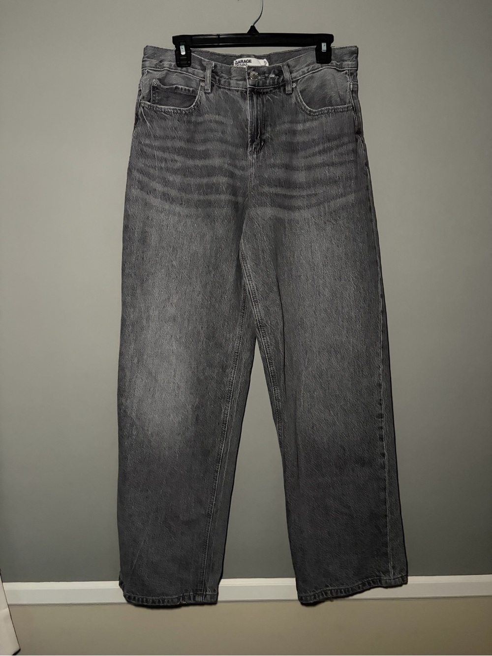 Garage Denim Low Rise Baggy Jeans Size 5 Gray Relaxed Fit Y2K 100% Cotton Organi